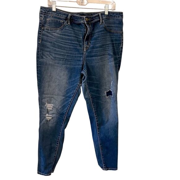 Mossimo Supply Co Distressed Skinny Blue Jeans Size 16 - Picture 1 of 5